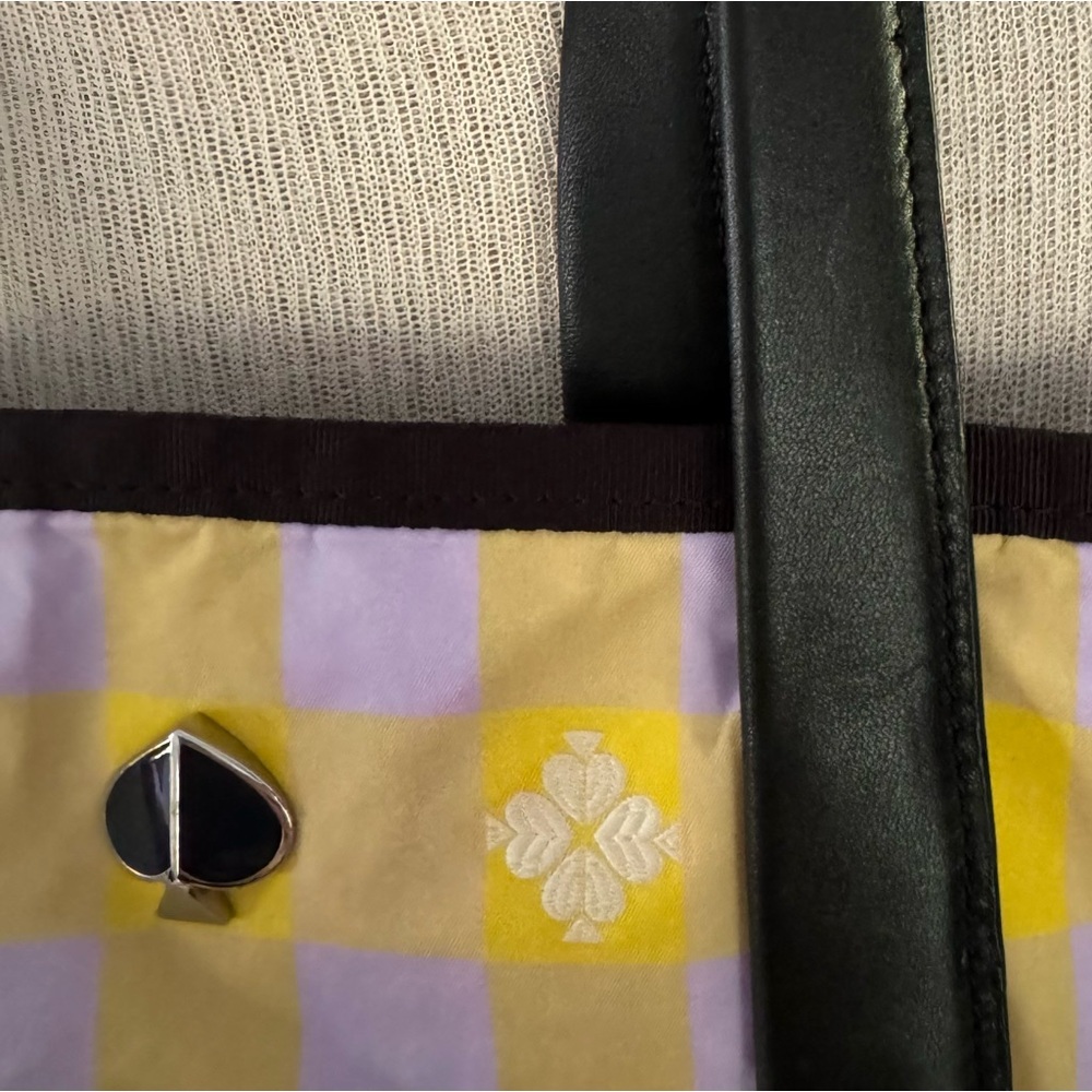 Kate Spade Morley gingham tote in yellow & lilac NEW NWT large tote - Picture 9 of 16